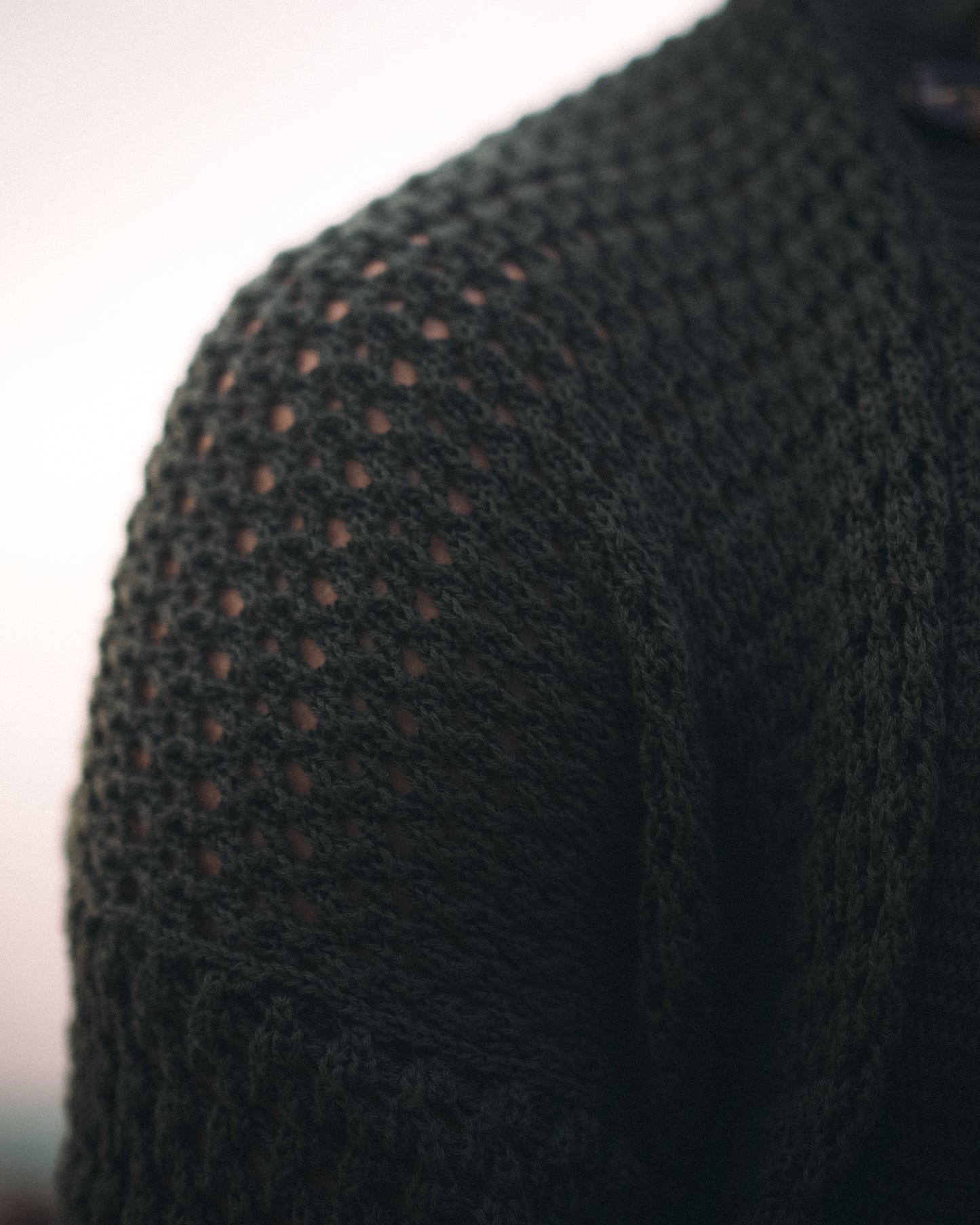 Navy Green Crochet Shirt