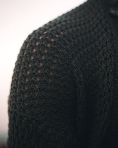 Navy Green Crochet Shirt